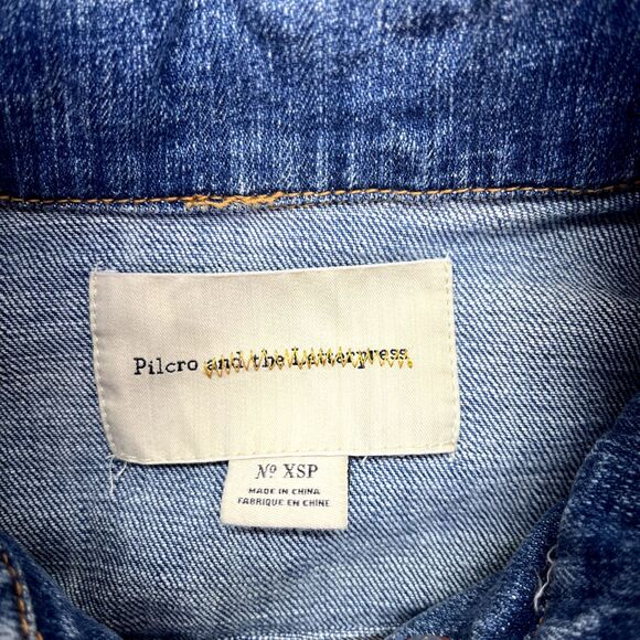Anthropologie Pilcro and the Letterpress Denim Trucker Jacket Sz XSP - Picture 6 of 14